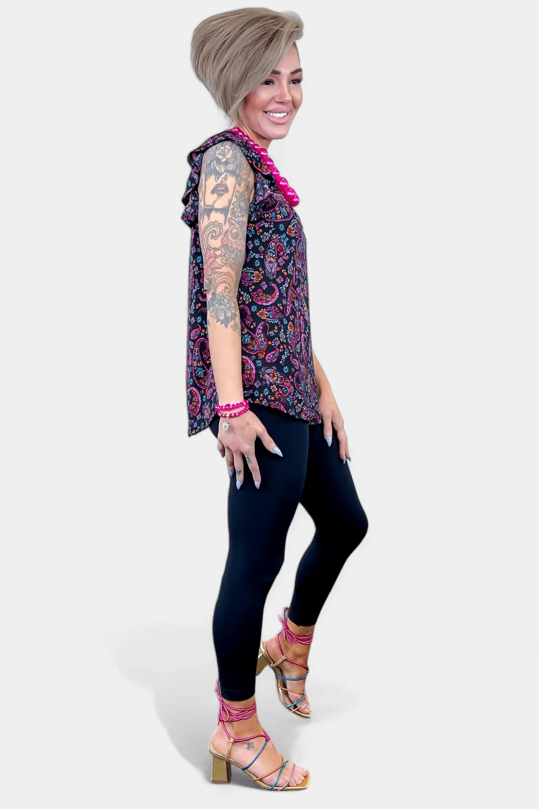 Black Paisley Lizzy Flutter Sleeve Top sold by ZZs product image thumbnail 4