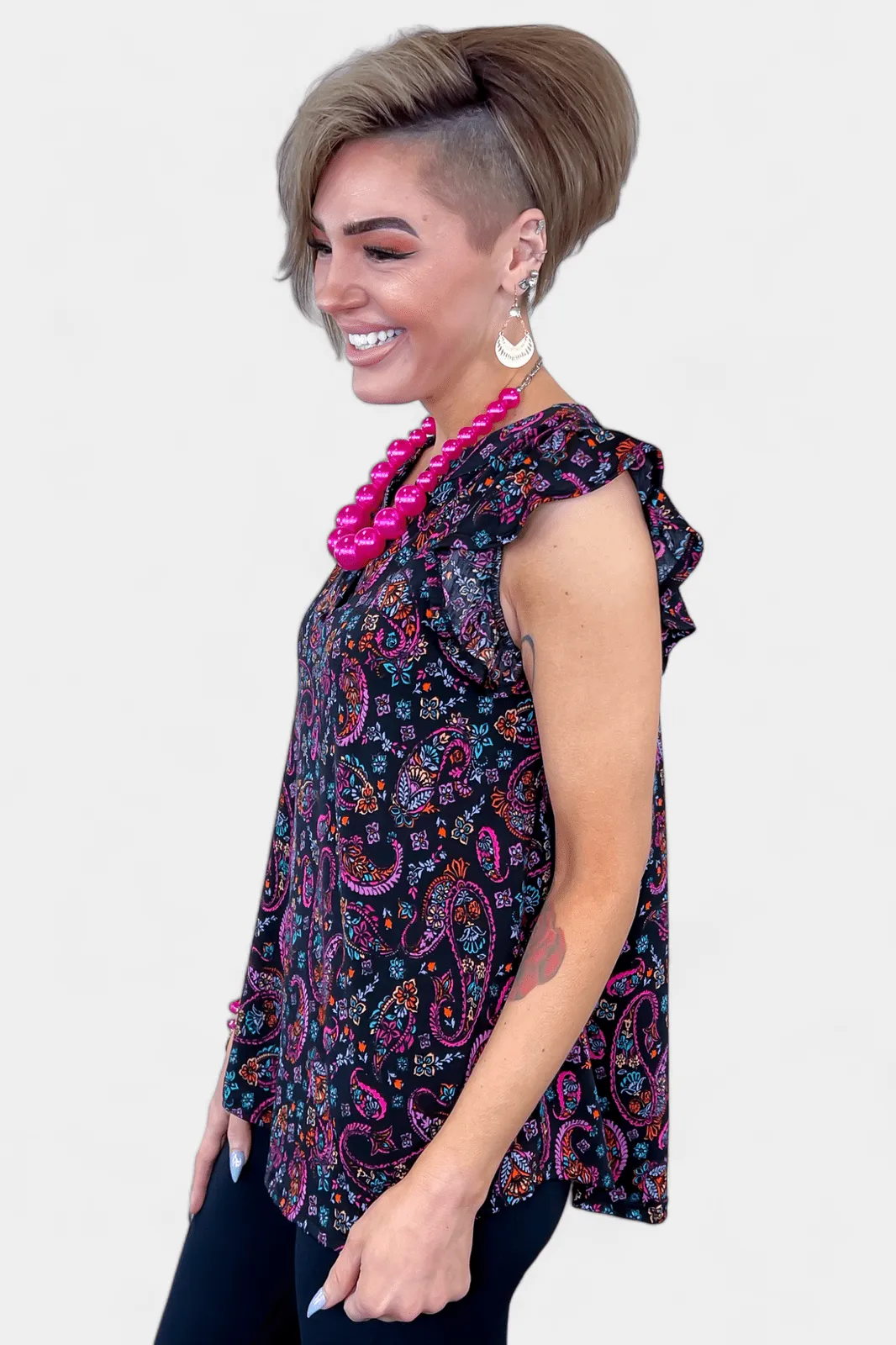 Black Paisley Lizzy Flutter Sleeve Top sold by ZZs product image thumbnail 5