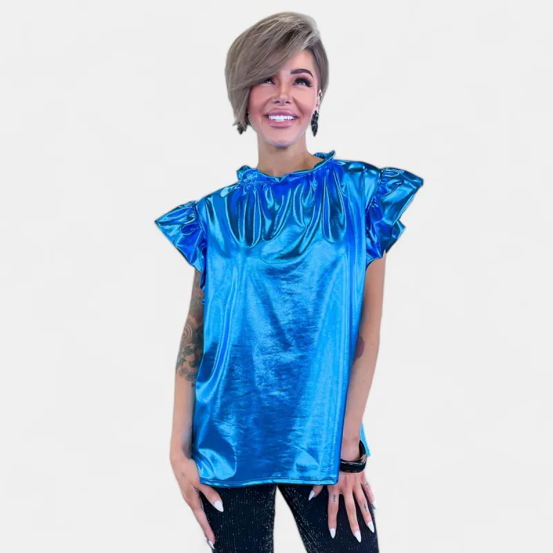 Turquoise Layla Metallic Top [NO RETURNS] sold by ZZs