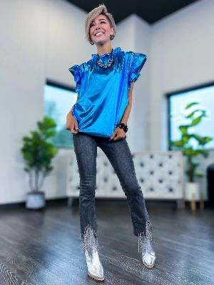Turquoise Layla Metallic Top sold by ZZs