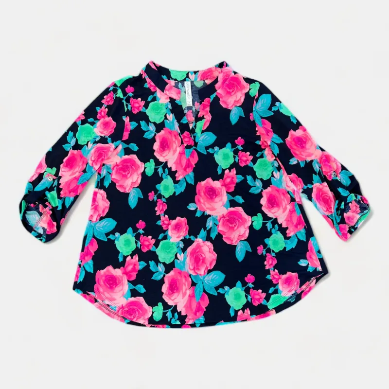 Navy & Pink Floral Lizzy Top [NO RETURNS] sold by ZZs
