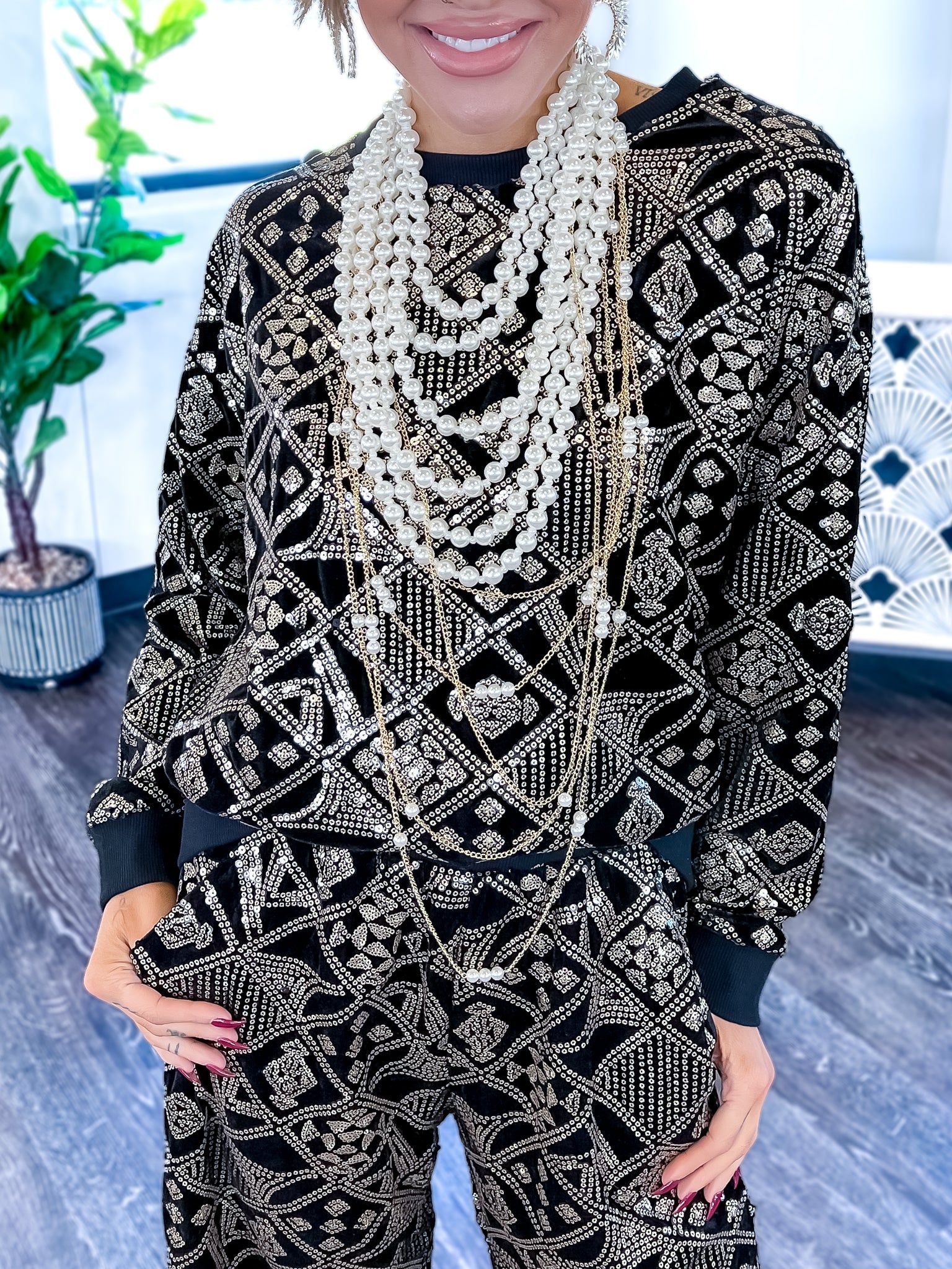 Black Sequin Velvet Top sold by ZZs product image thumbnail 3