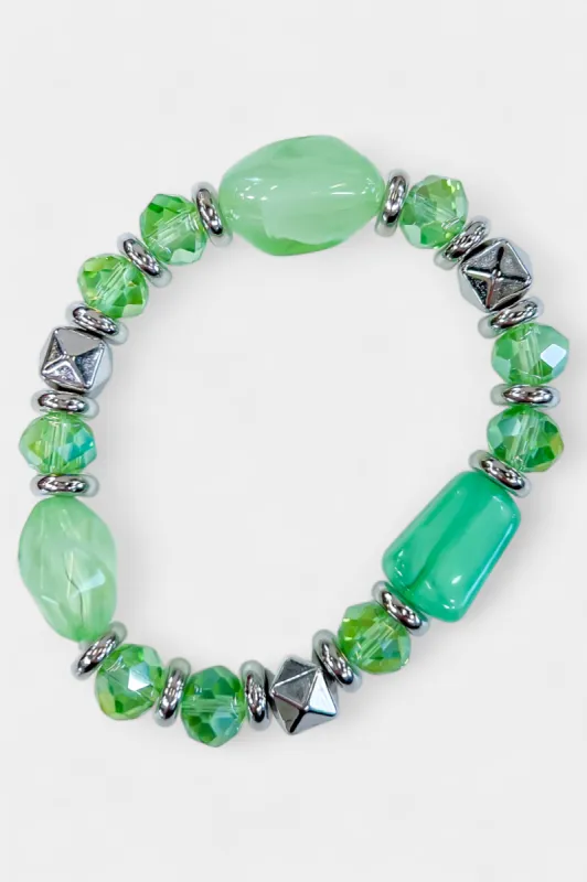 Green Beaded Stretch Bracelet sold by ZZs