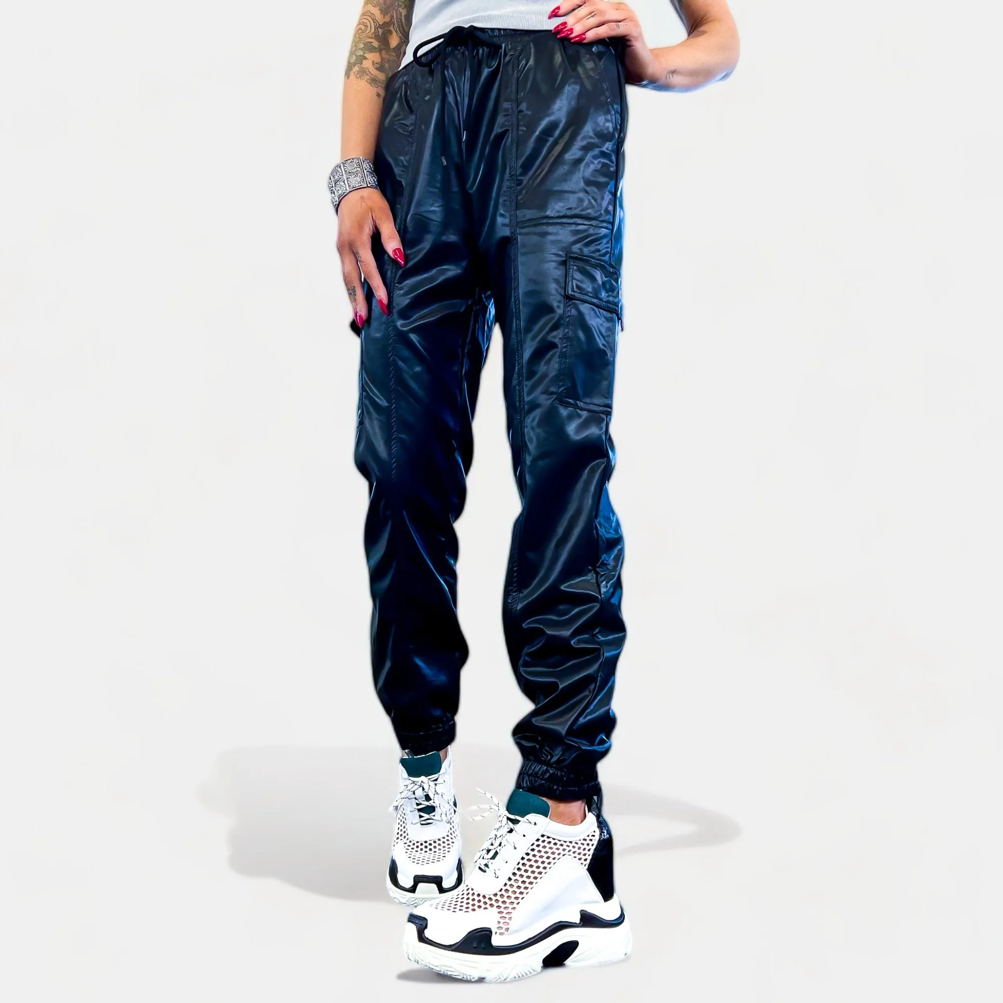 Black Faux Leather Cargo Pants sold by ZZs product image thumbnail 3