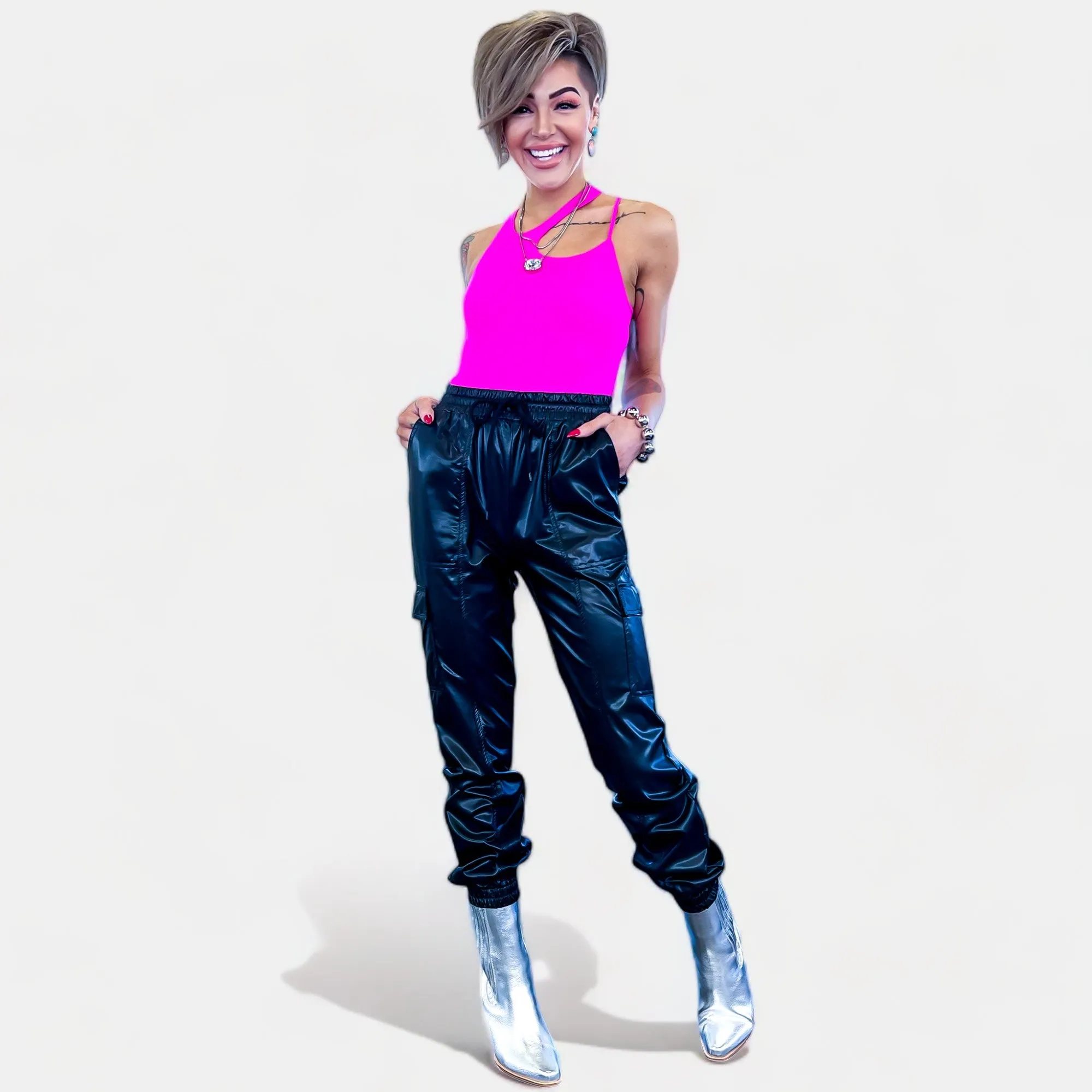 Black Faux Leather Cargo Pants sold by ZZs product image thumbnail 4