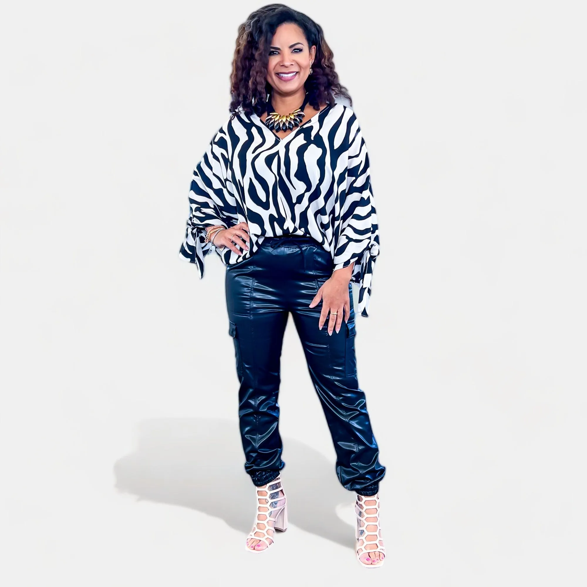 Black Faux Leather Cargo Pants sold by ZZs product image thumbnail 2