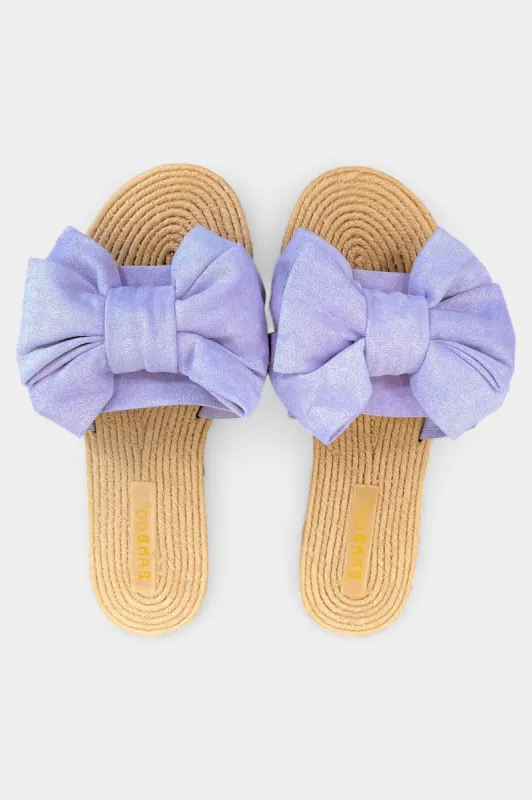 Purple Suede Bow Slip On Sandals sold by ZZs