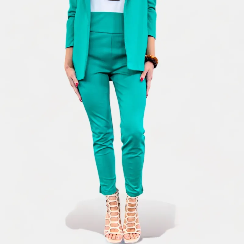 Green High Waisted Skinny Crop Pants sold by ZZs