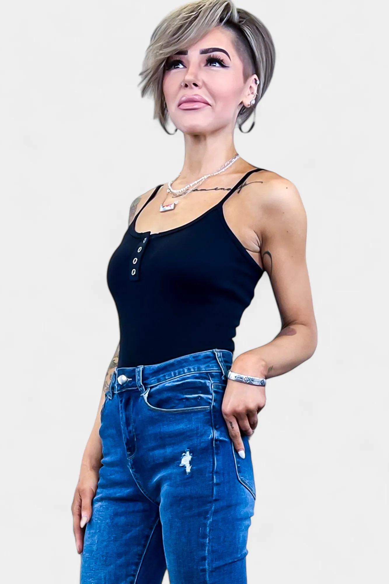 Black Snap Bodysuit sold by ZZs product image thumbnail 2