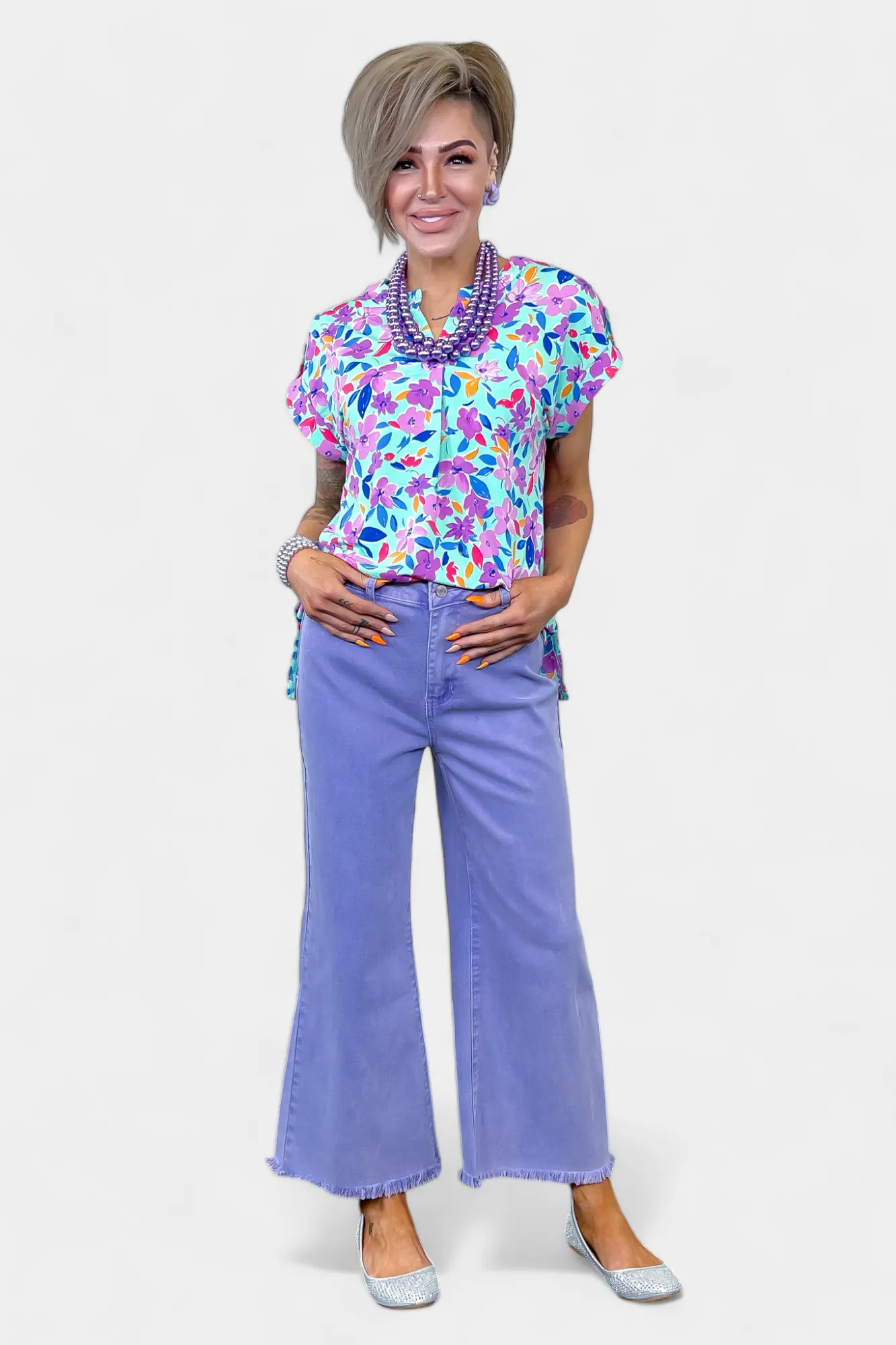 Mint Multi Floral Lizzy Short Sleeve Top sold by ZZs product image thumbnail 5