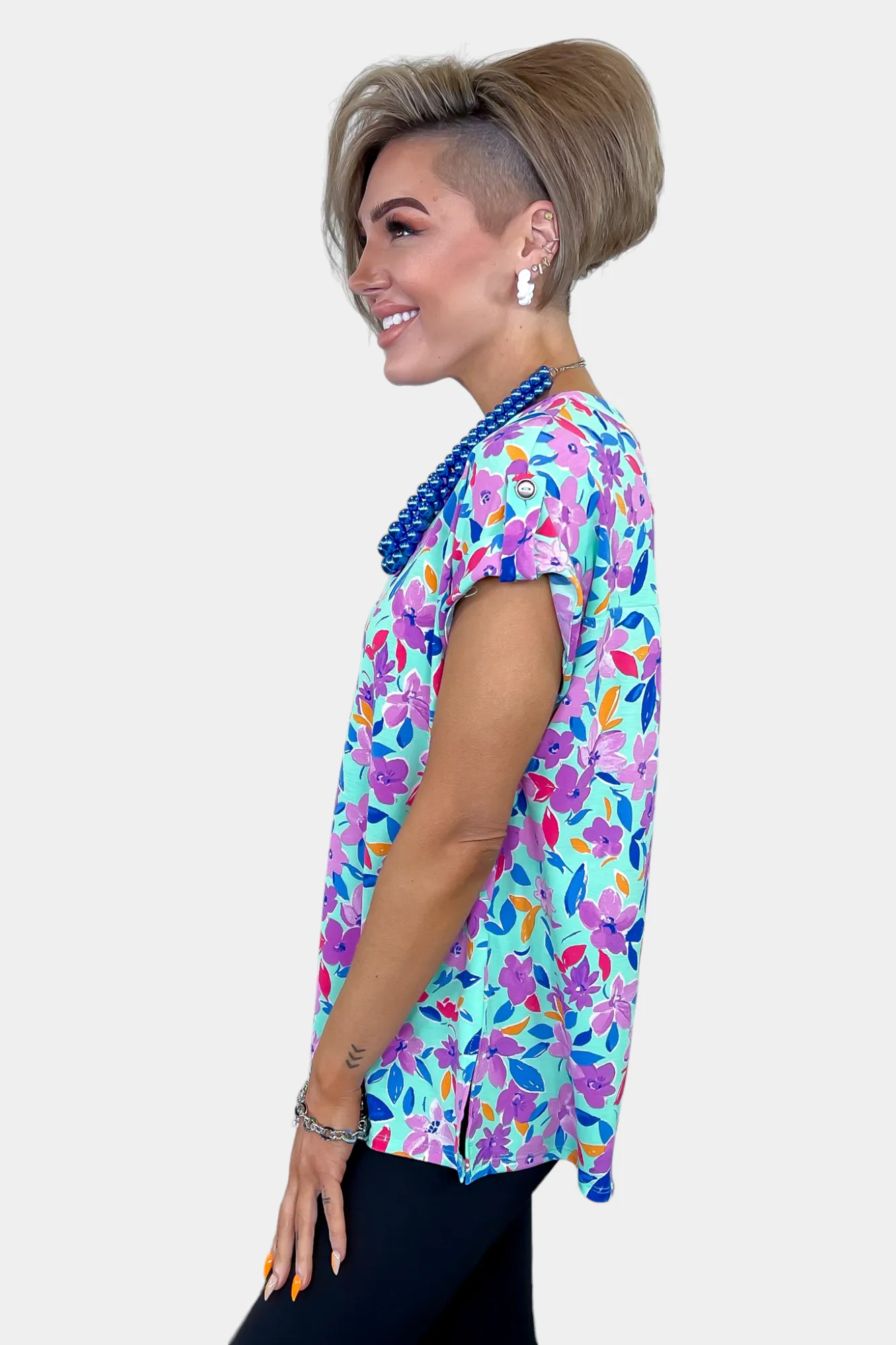 Mint Multi Floral Lizzy Short Sleeve Top sold by ZZs product image thumbnail 4