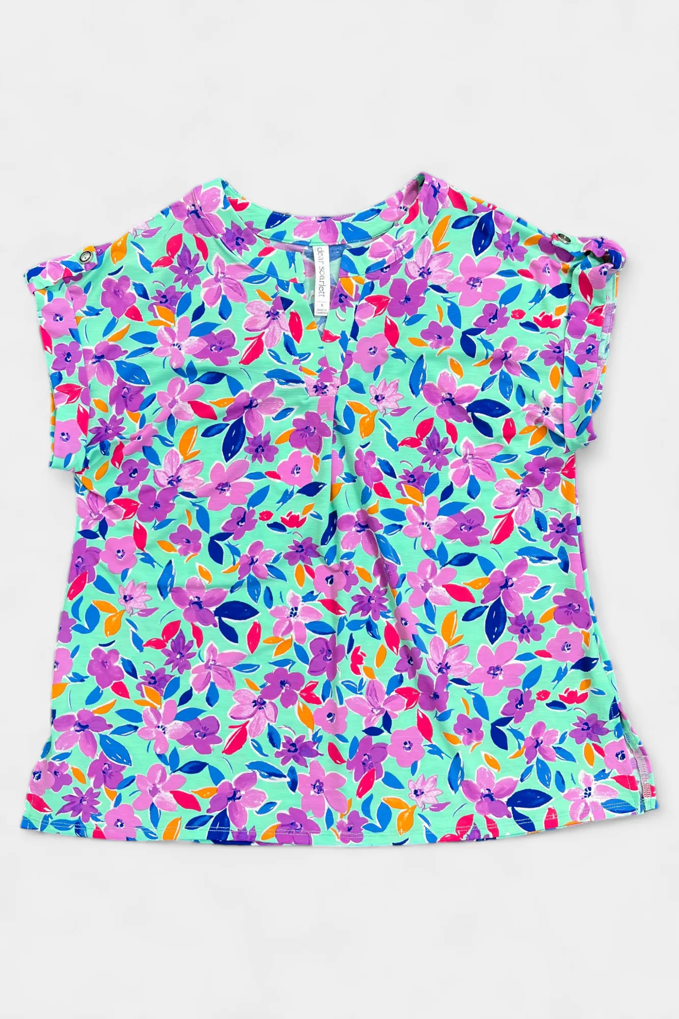 Mint Multi Floral Lizzy Short Sleeve Top sold by ZZs