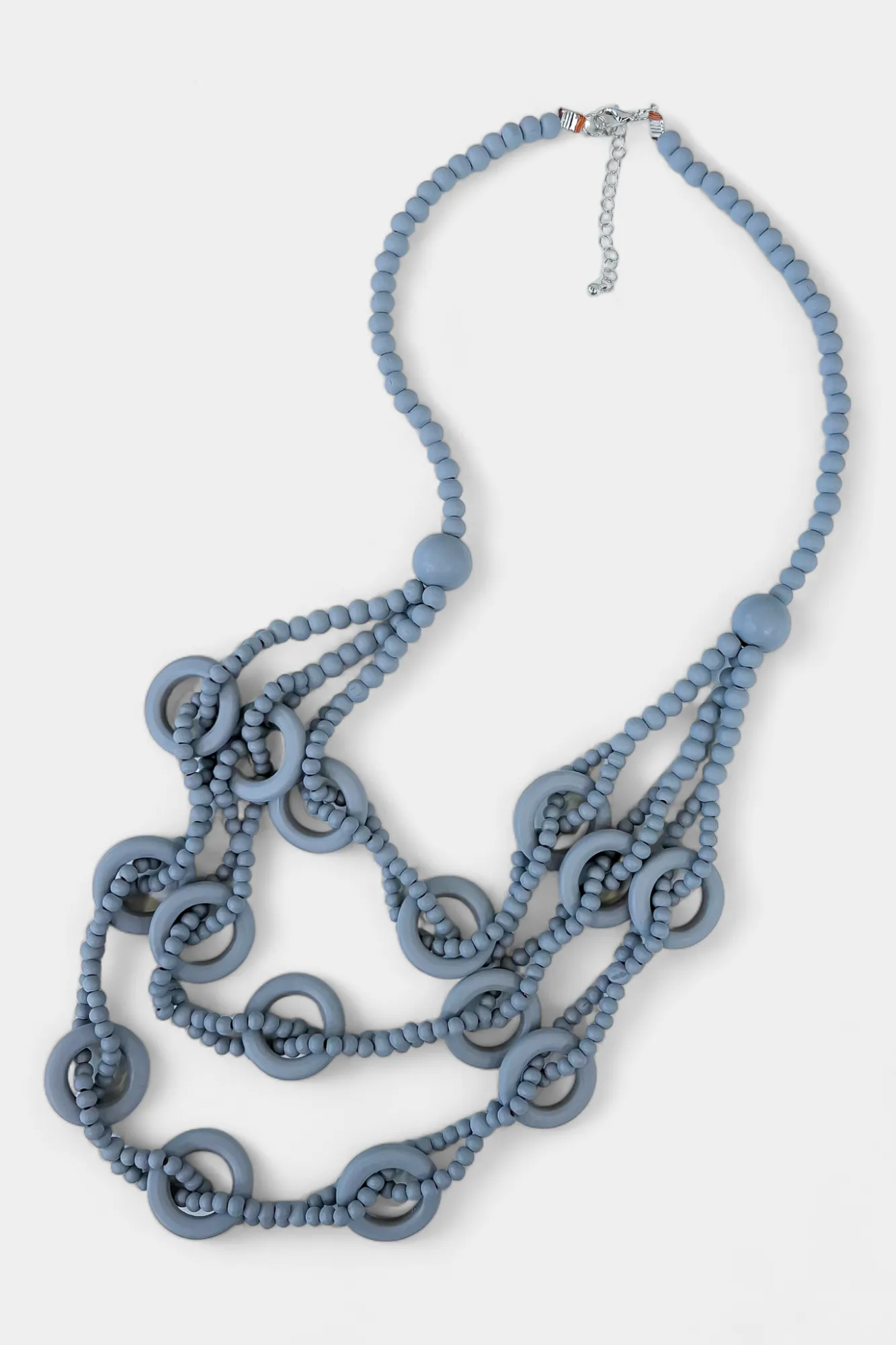Grey Bead Wooden Layered Long Necklace sold by ZZs