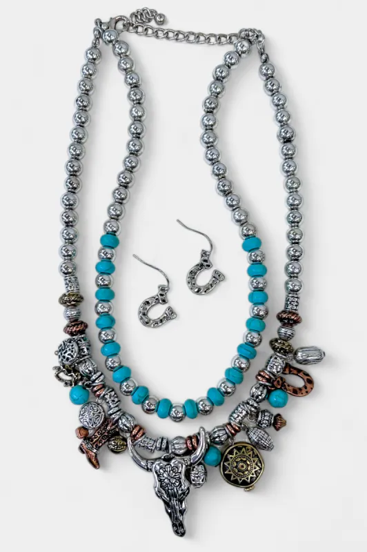 Multi Chain Western Charm Necklace Set sold by ZZs