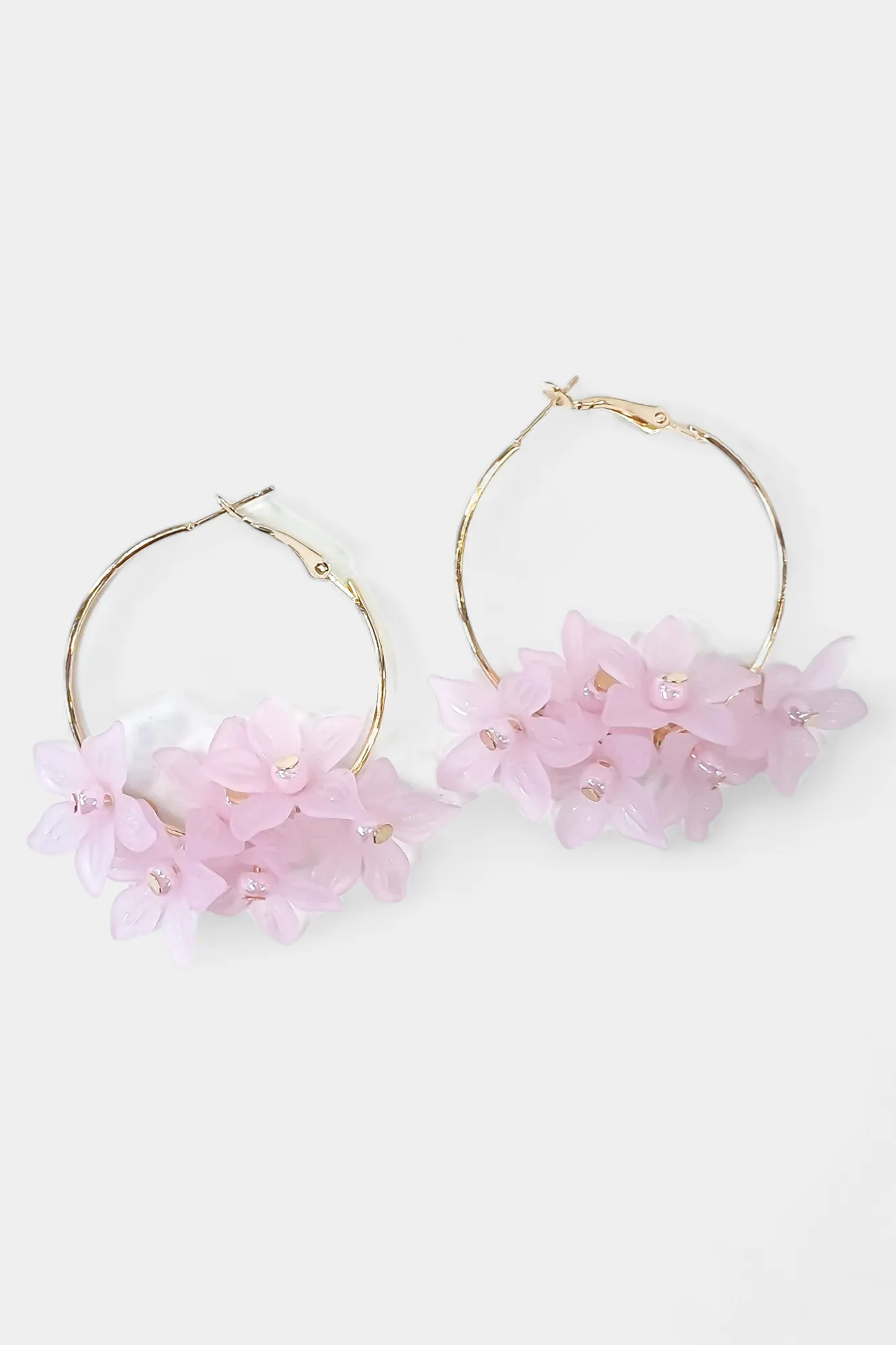 Pink Flower Hoop Earrings sold by ZZs product image thumbnail 3