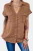 Camel Linen Button Down Top sold by ZZs