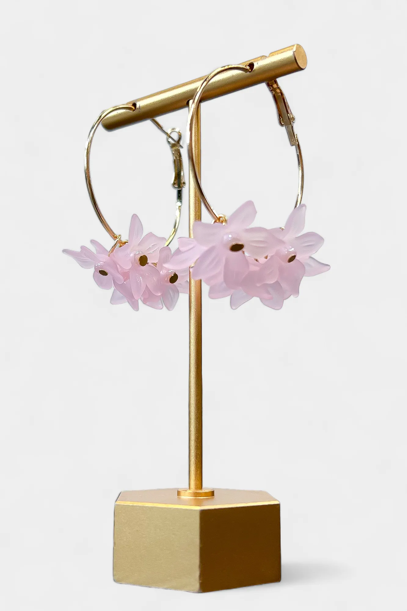 Pink Flower Hoop Earrings sold by ZZs