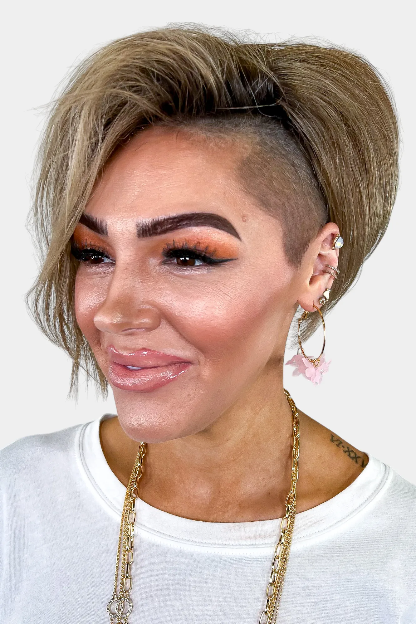 Pink Flower Hoop Earrings sold by ZZs product image thumbnail 4