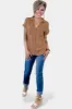 Camel Linen Button Down Top sold by ZZs