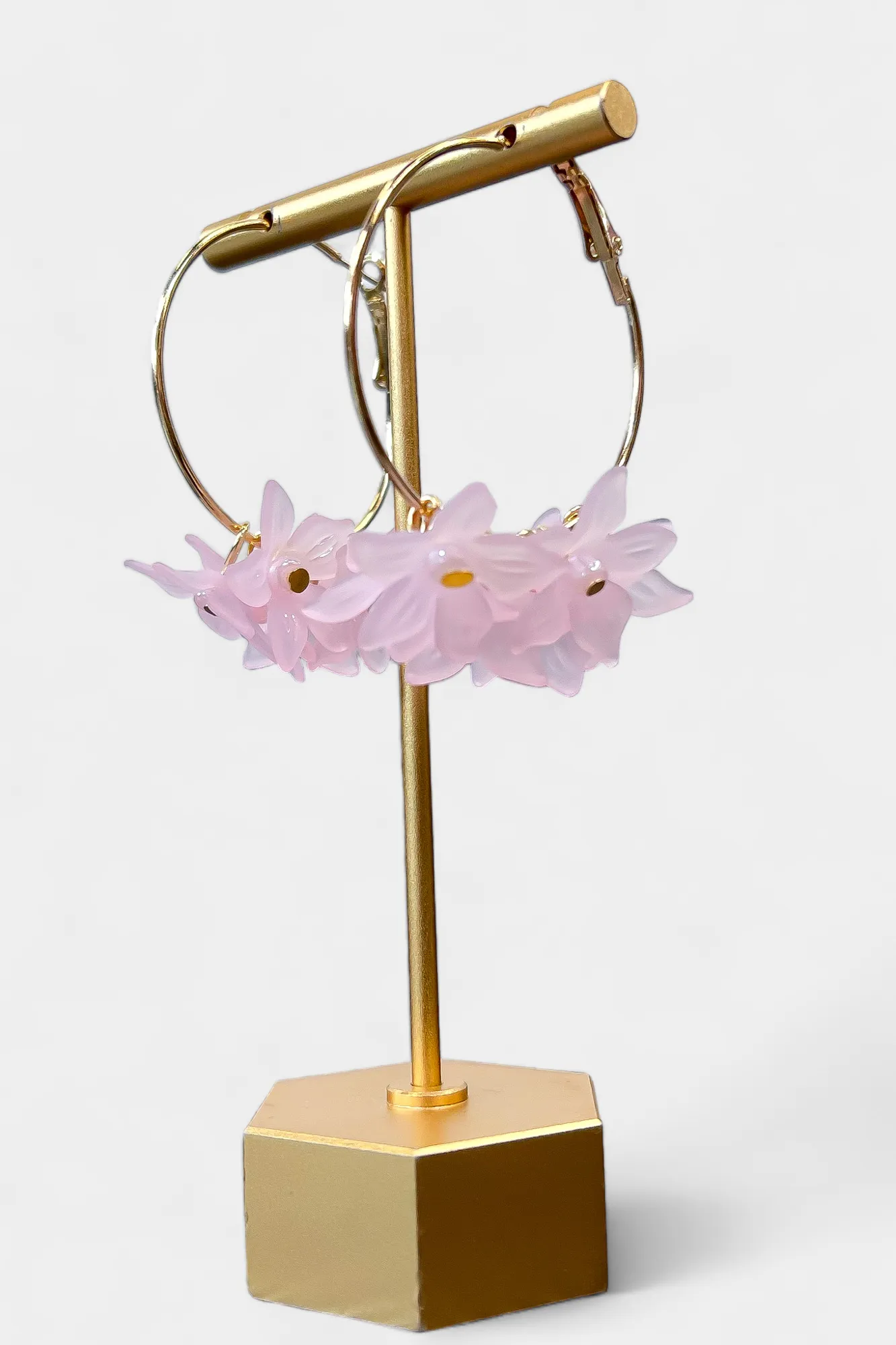 Pink Flower Hoop Earrings sold by ZZs product image thumbnail 5