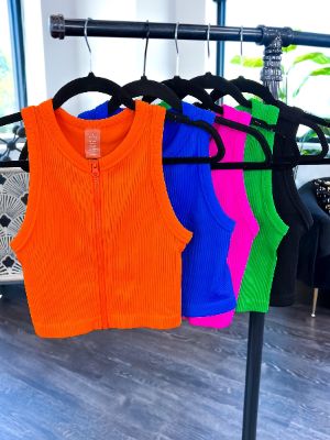 Solid Zipper Crop Top [NO RETURNS] sold by ZZs