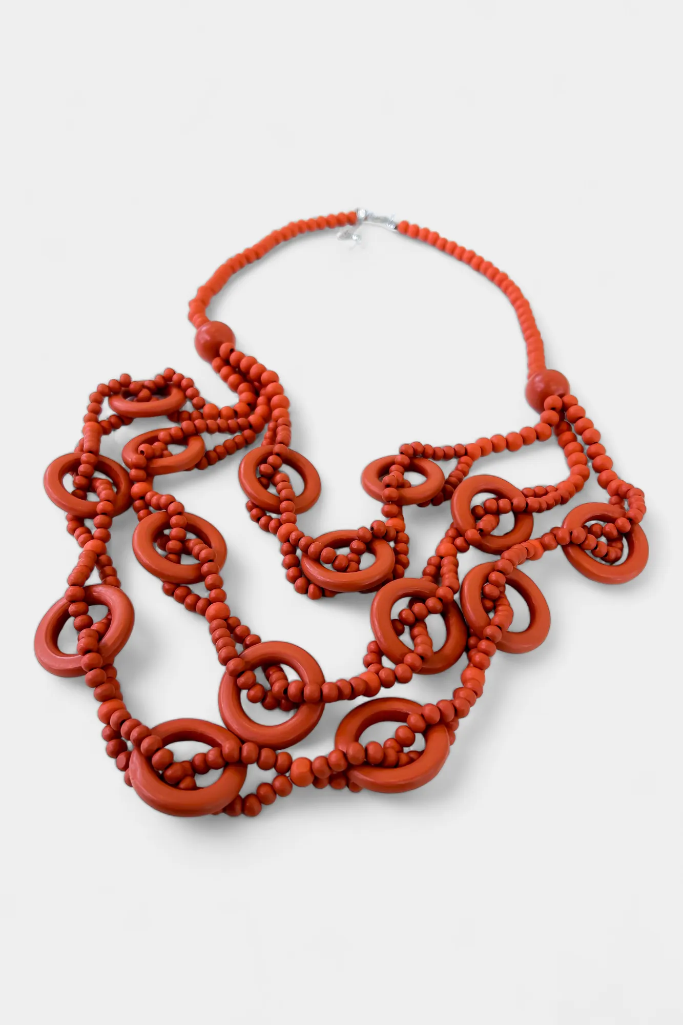 Orange Bead Wooden Layered Long Necklace sold by ZZs product image thumbnail 2
