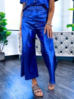 Metallic Crop Pants | Blue [NO RETURNS] sold by ZZs