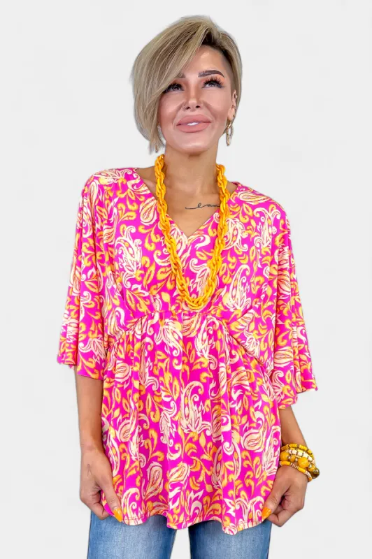 Pink Paisley Dreamer Dolman Top sold by ZZs
