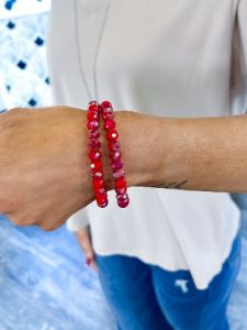 Beaded Stretch Bracelets | Red sold by ZZs
