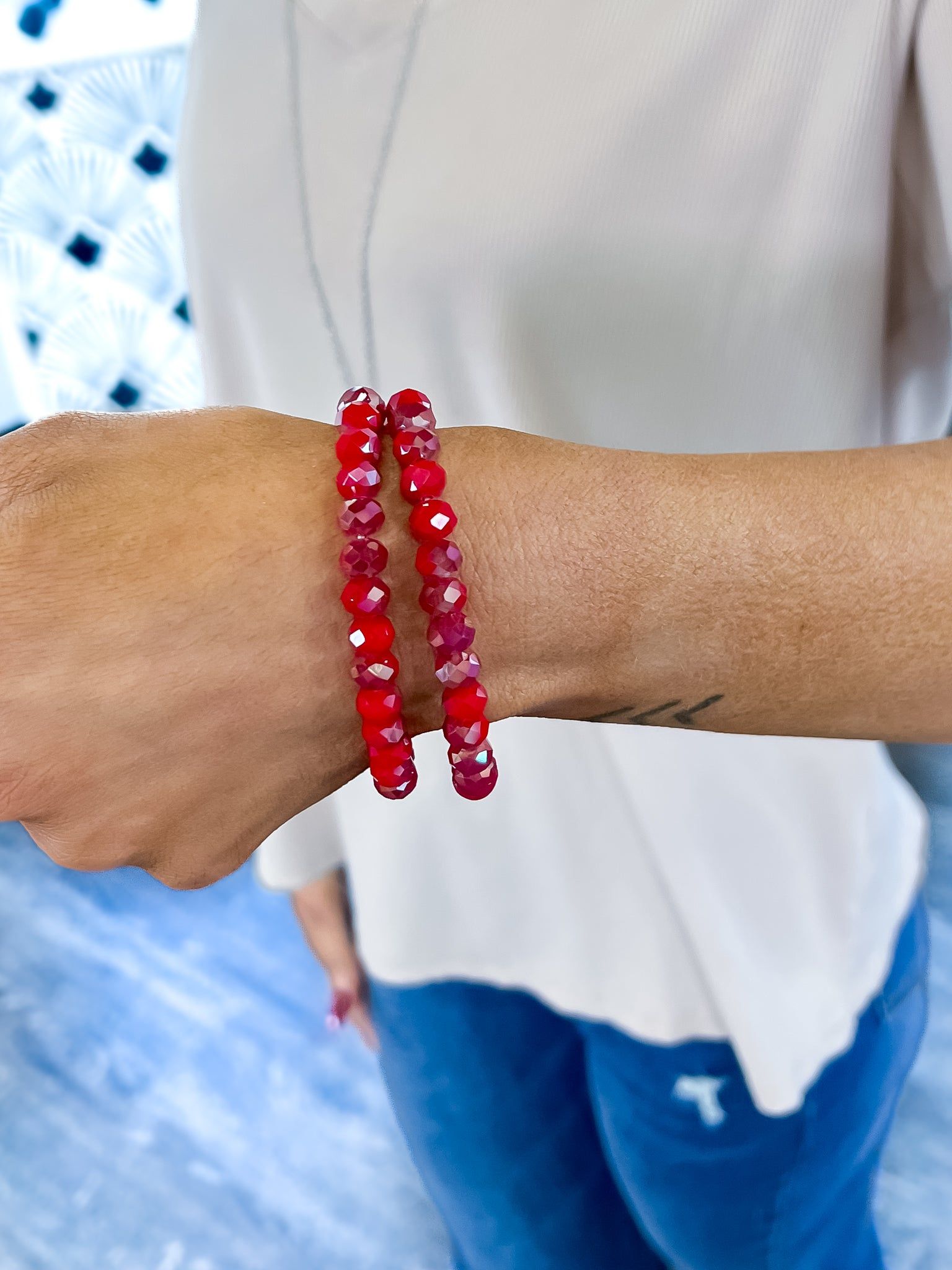 Beaded Stretch Bracelets | Red sold by ZZs product image thumbnail 2