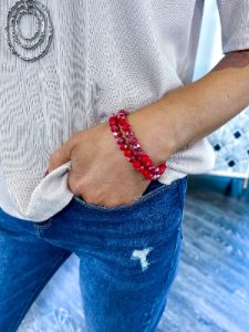 Beaded Stretch Bracelets | Red sold by ZZs