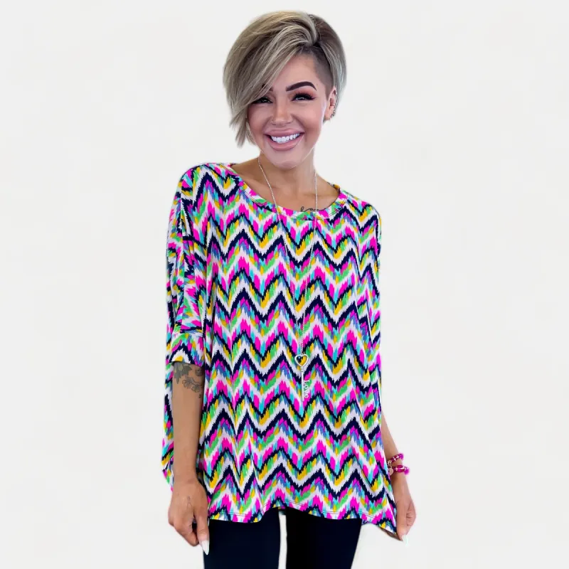 Navy Multi Chevron Essential Top sold by ZZs