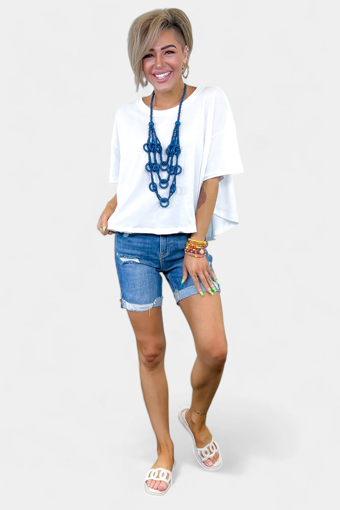 White Oversized Short Sleeve Top sold by ZZs product image thumbnail 3