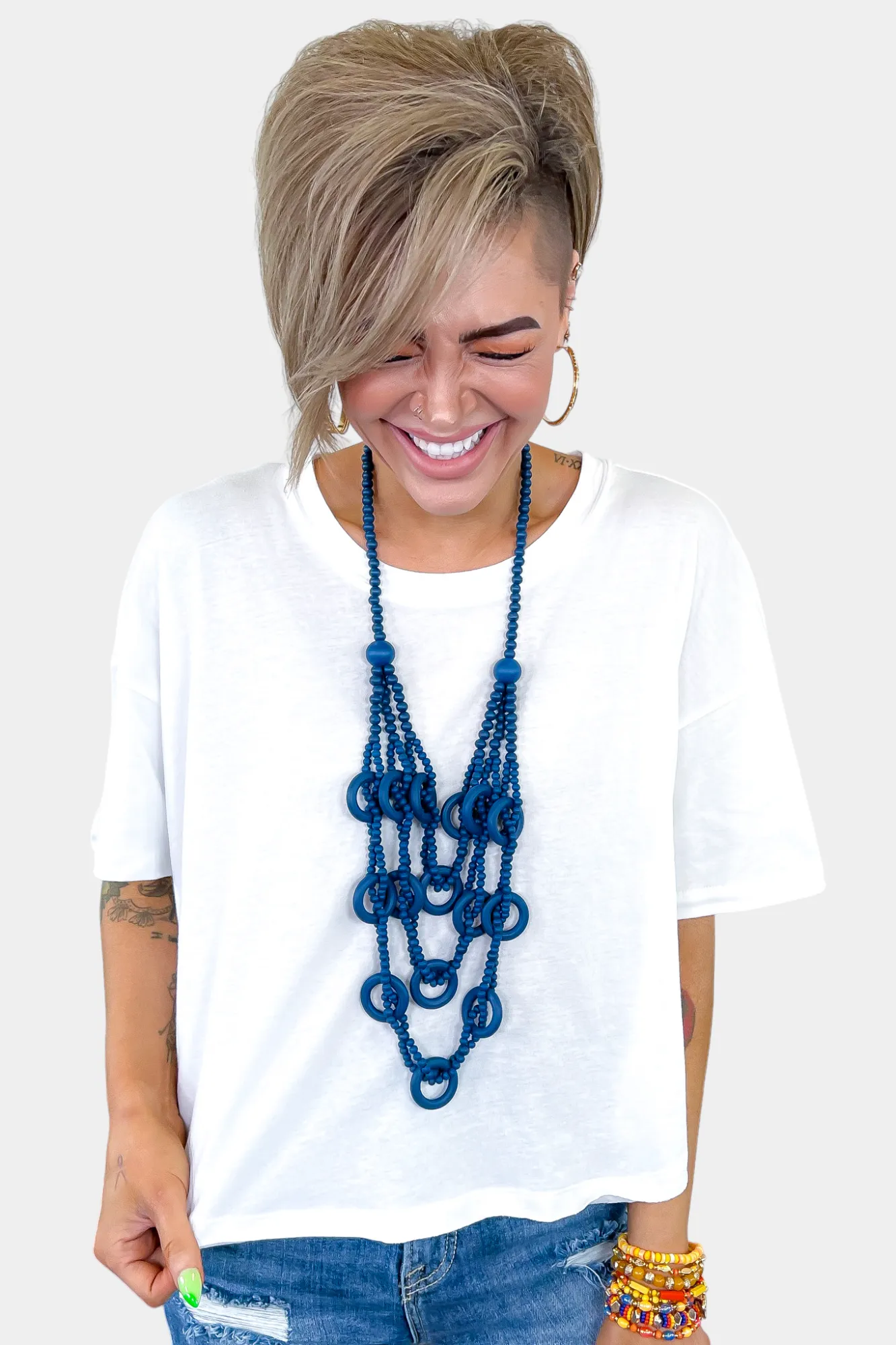 White Oversized Short Sleeve Top sold by ZZs