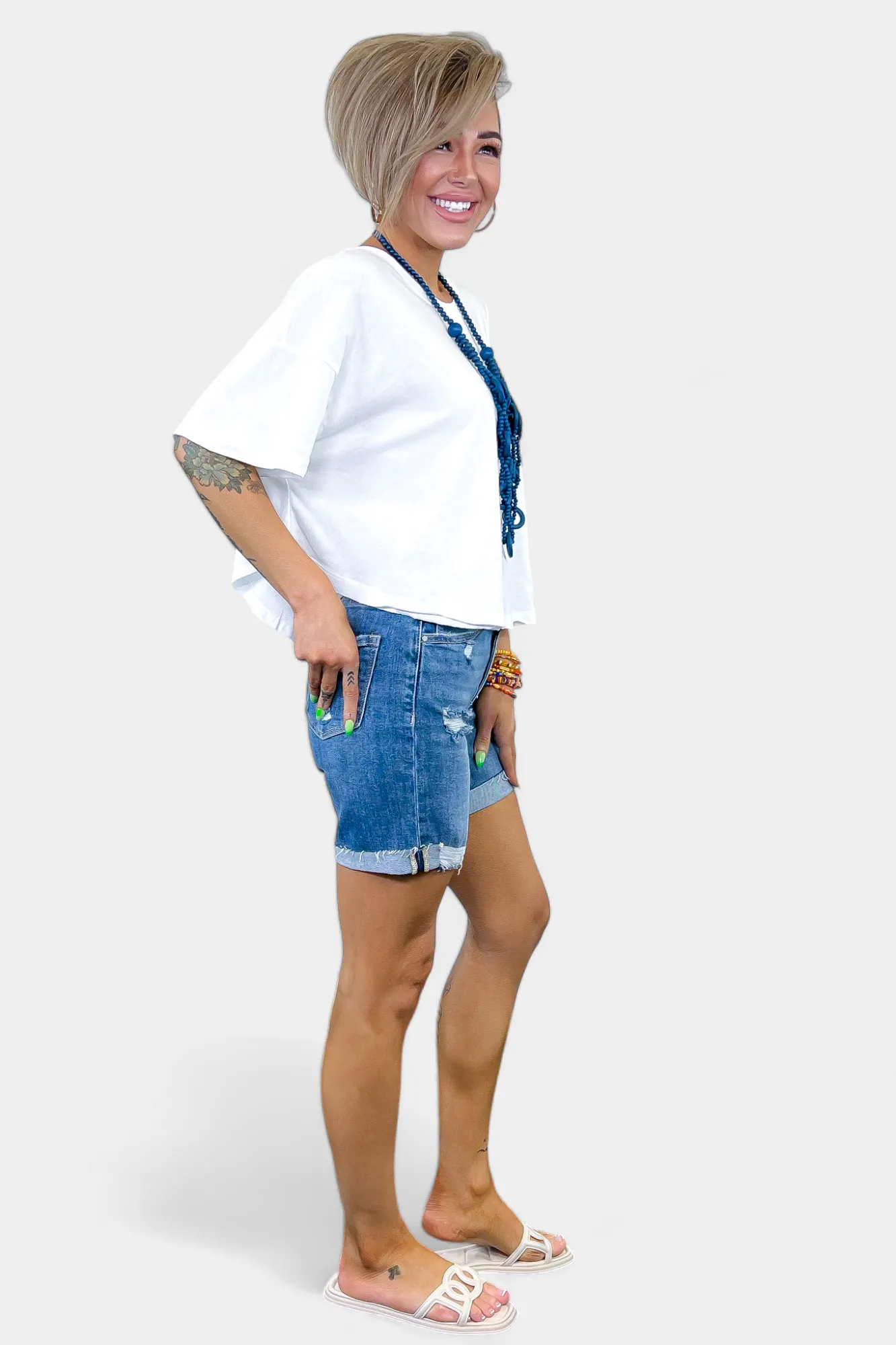 White Oversized Short Sleeve Top sold by ZZs product image thumbnail 5