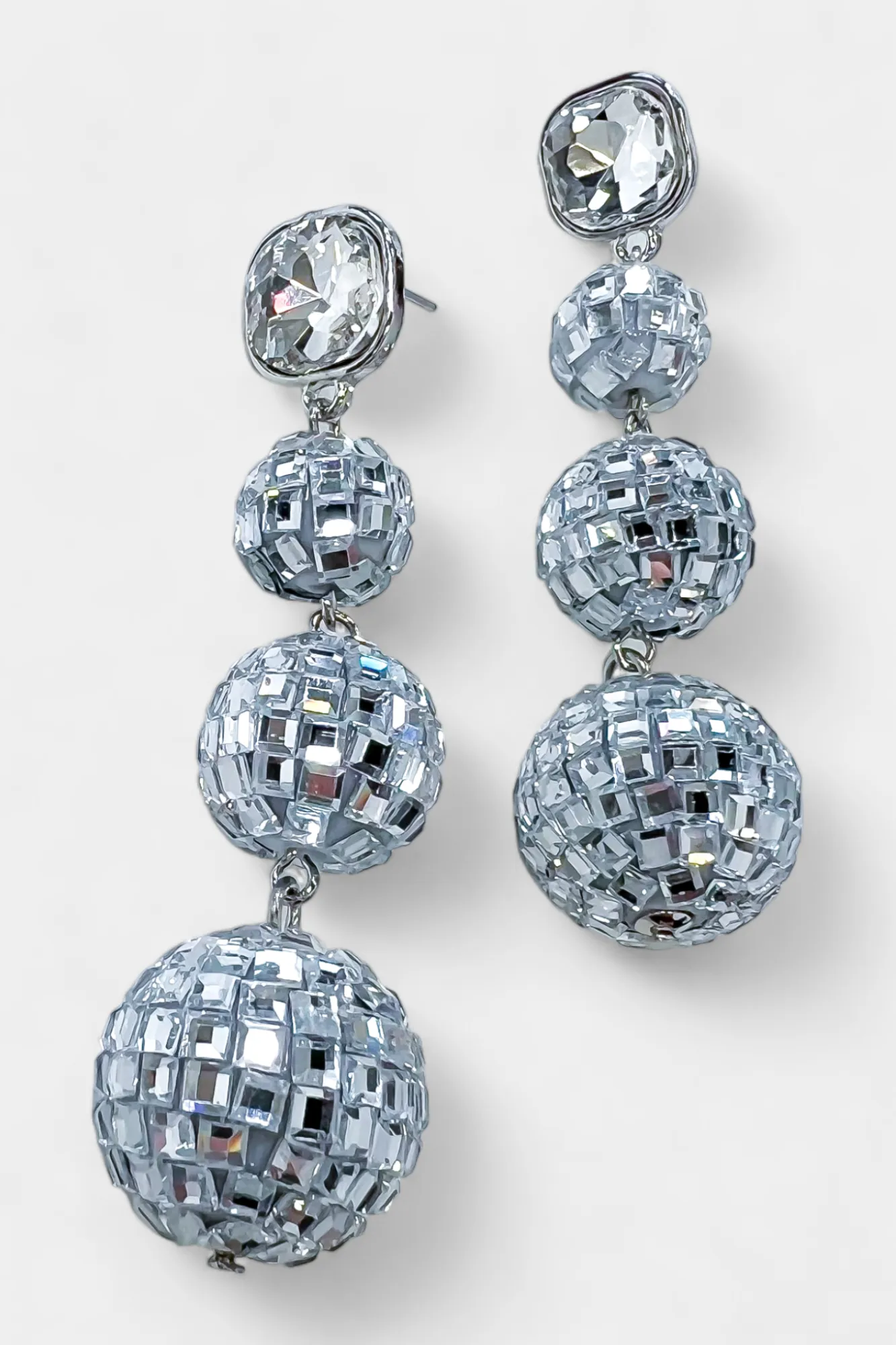 Silver Disco Ball Dangle Earrings sold by ZZs
