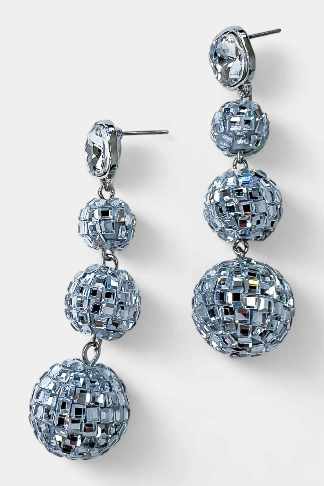 Silver Disco Ball Dangle Earrings sold by ZZs product image thumbnail 3