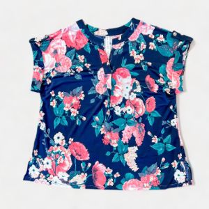 Navy Multi Floral Lizzy Short Sleeve Top sold by ZZs