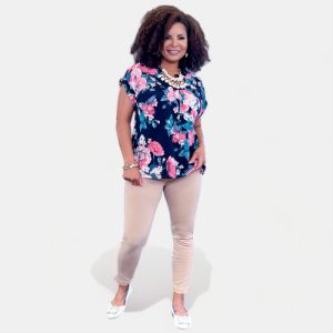 Navy Multi Floral Lizzy Short Sleeve Top sold by ZZs