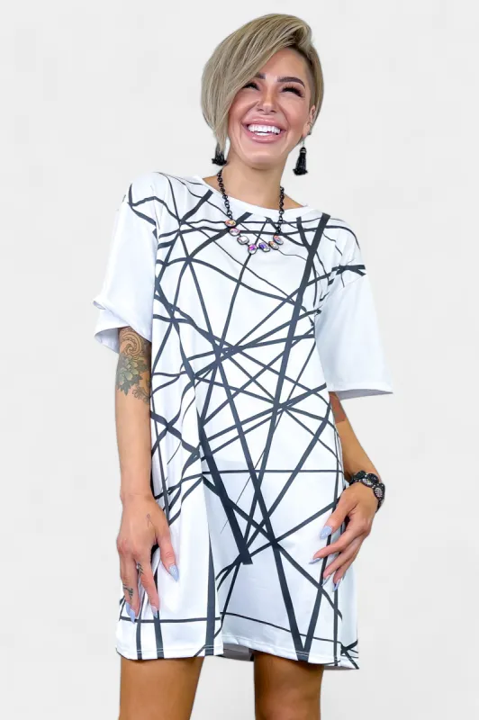 White Abstract Jersey Dress sold by ZZs