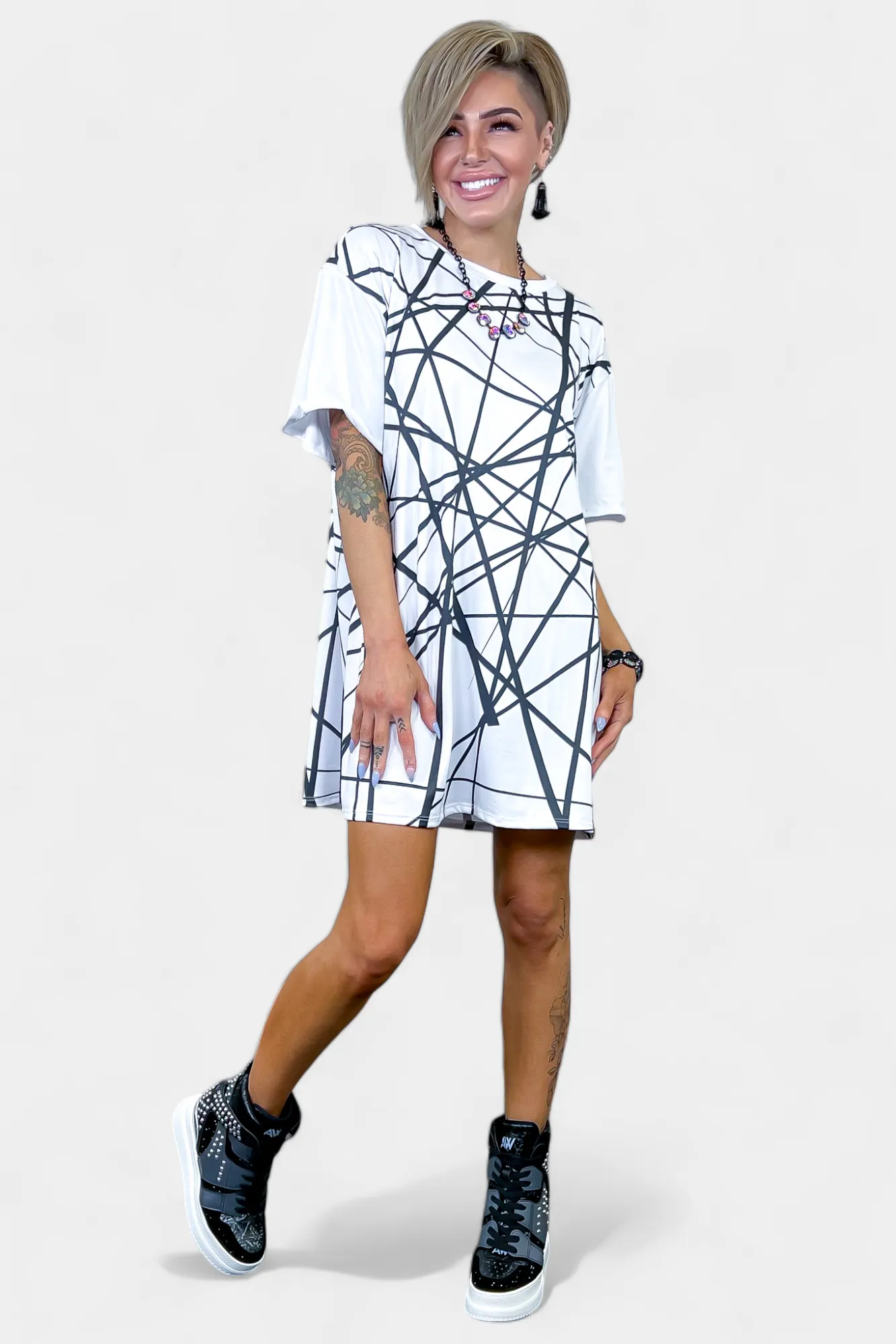 White Abstract Jersey Dress sold by ZZs product image thumbnail 2
