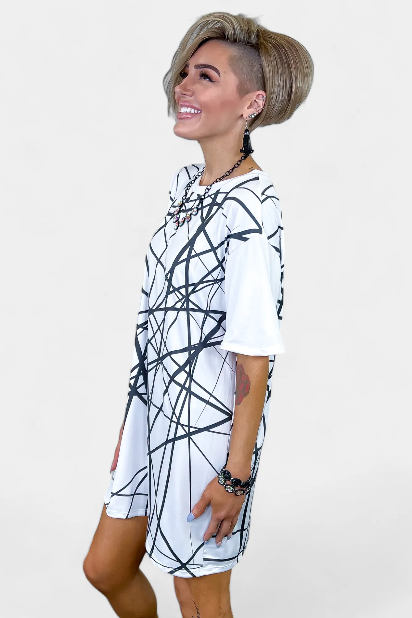 White Abstract Jersey Dress sold by ZZs product image thumbnail 3