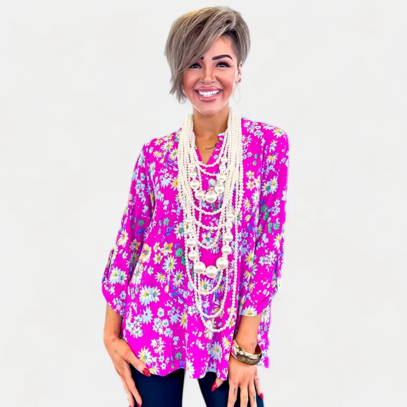 Hot Pink Daisy Lizzy Top sold by ZZs