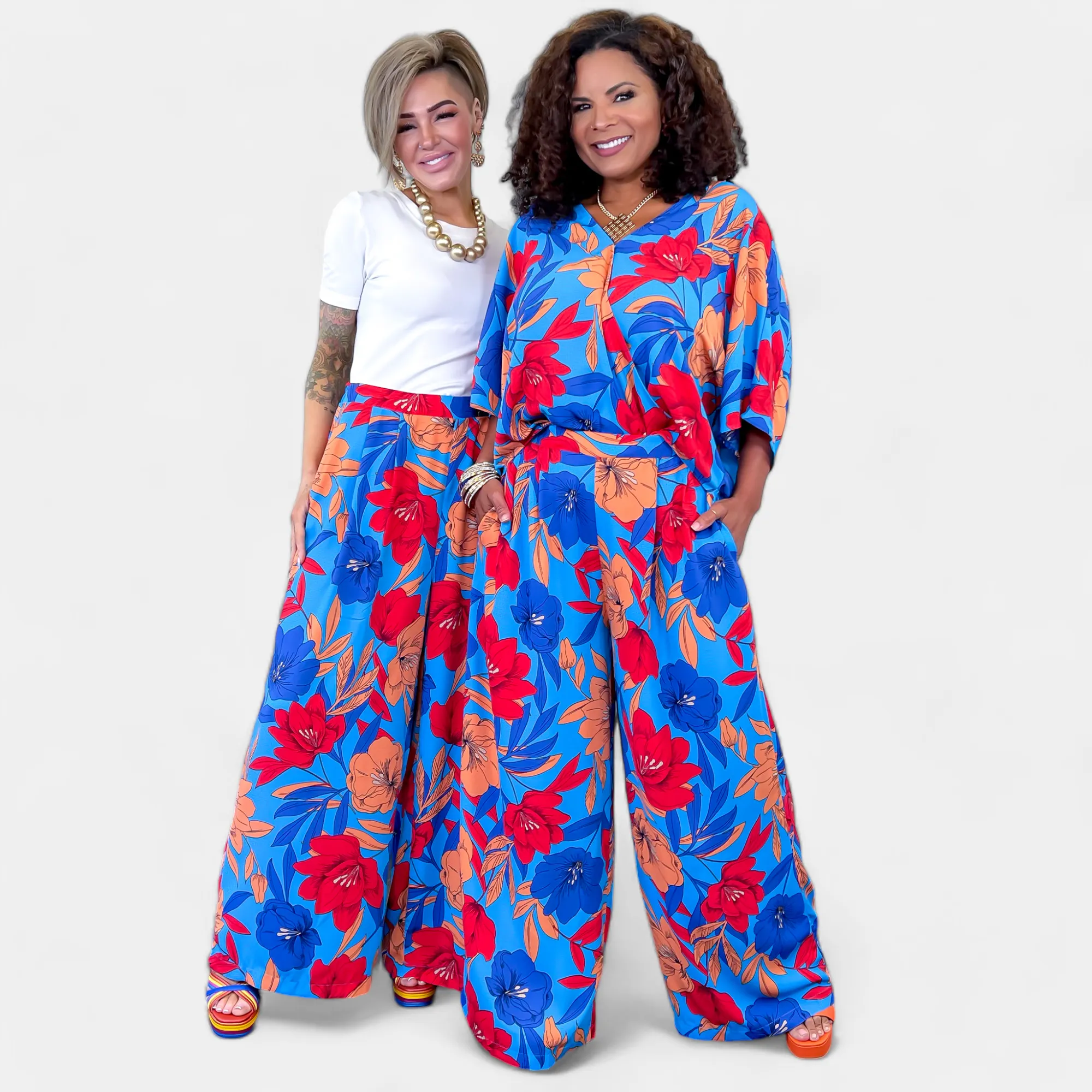 Blue Floral Wide Leg Pants sold by ZZs product image thumbnail 3