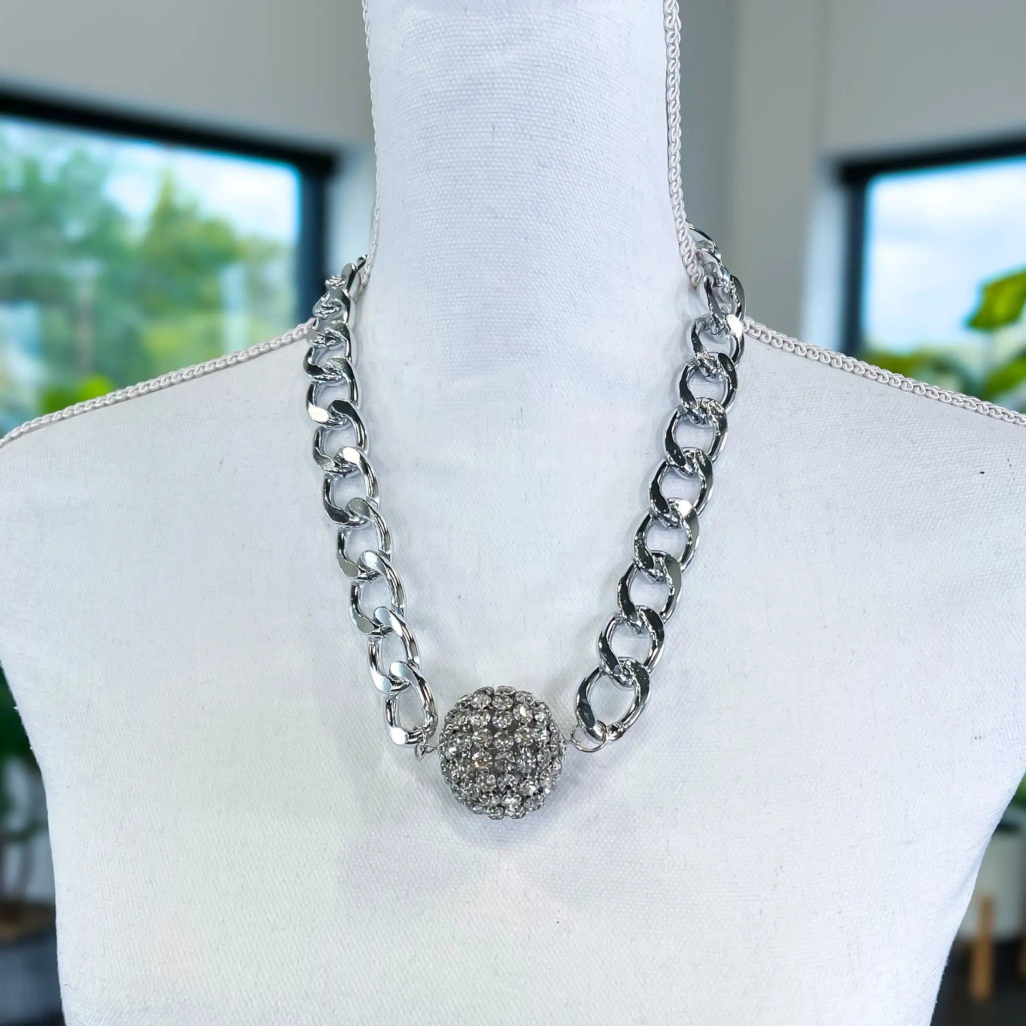 Rhinestone Chunky Necklace | Silver sold by ZZs product image thumbnail 3