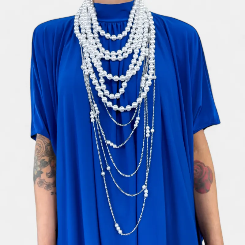 Silver Pearl Bib Necklace sold by ZZs