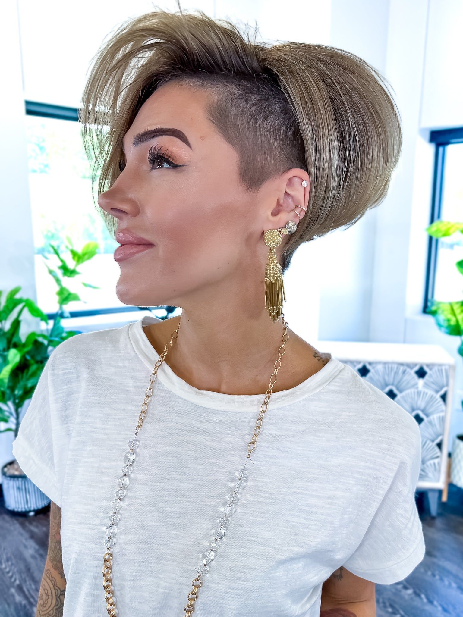 Gold Beaded Tassel Earrings sold by ZZs product image thumbnail 2