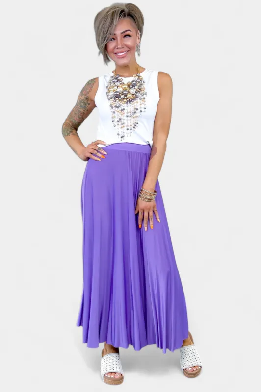 Lavender Pleated Maxi Skirt sold by ZZs