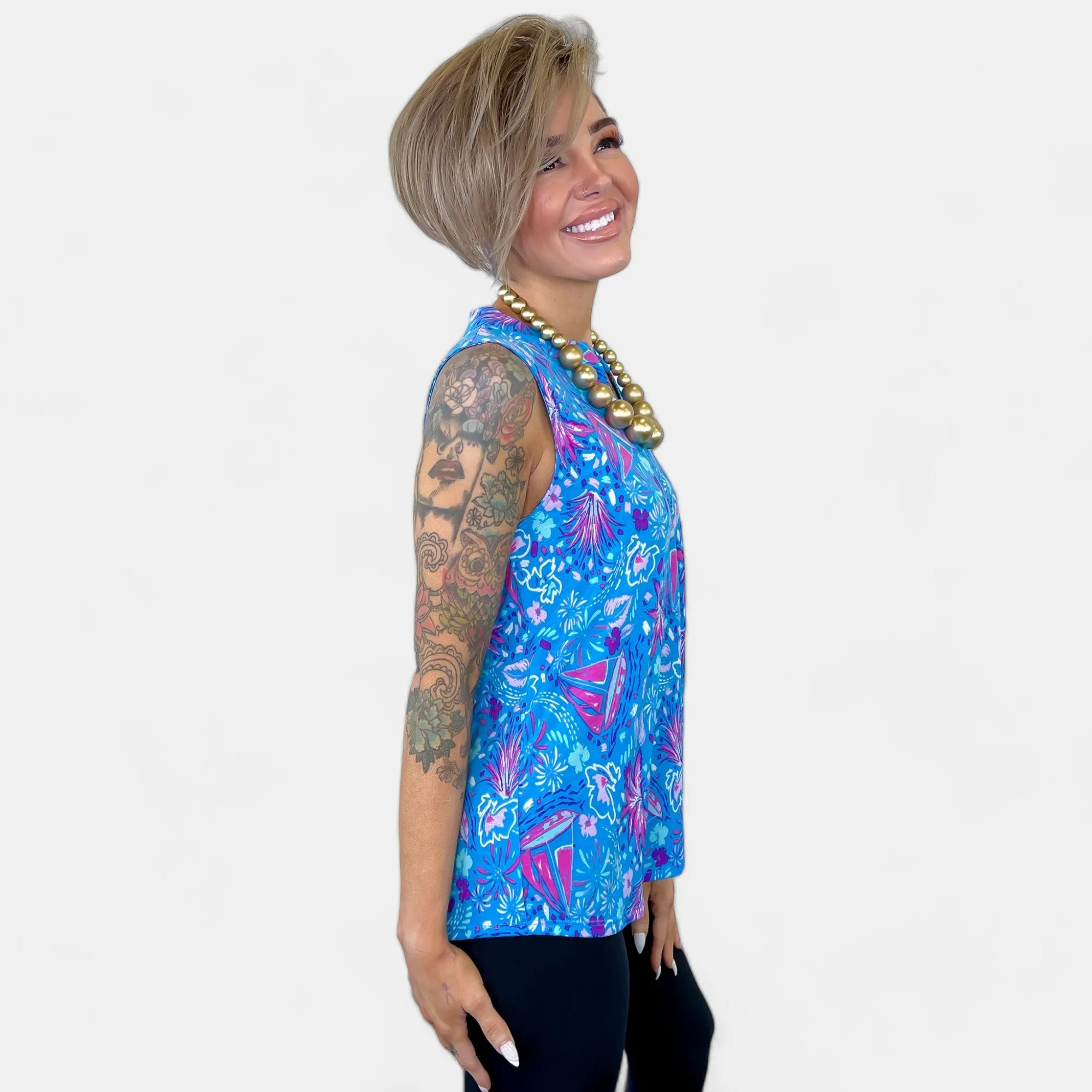 Blue Multi Abstract Lizzy Tank Top sold by ZZs product image thumbnail 4