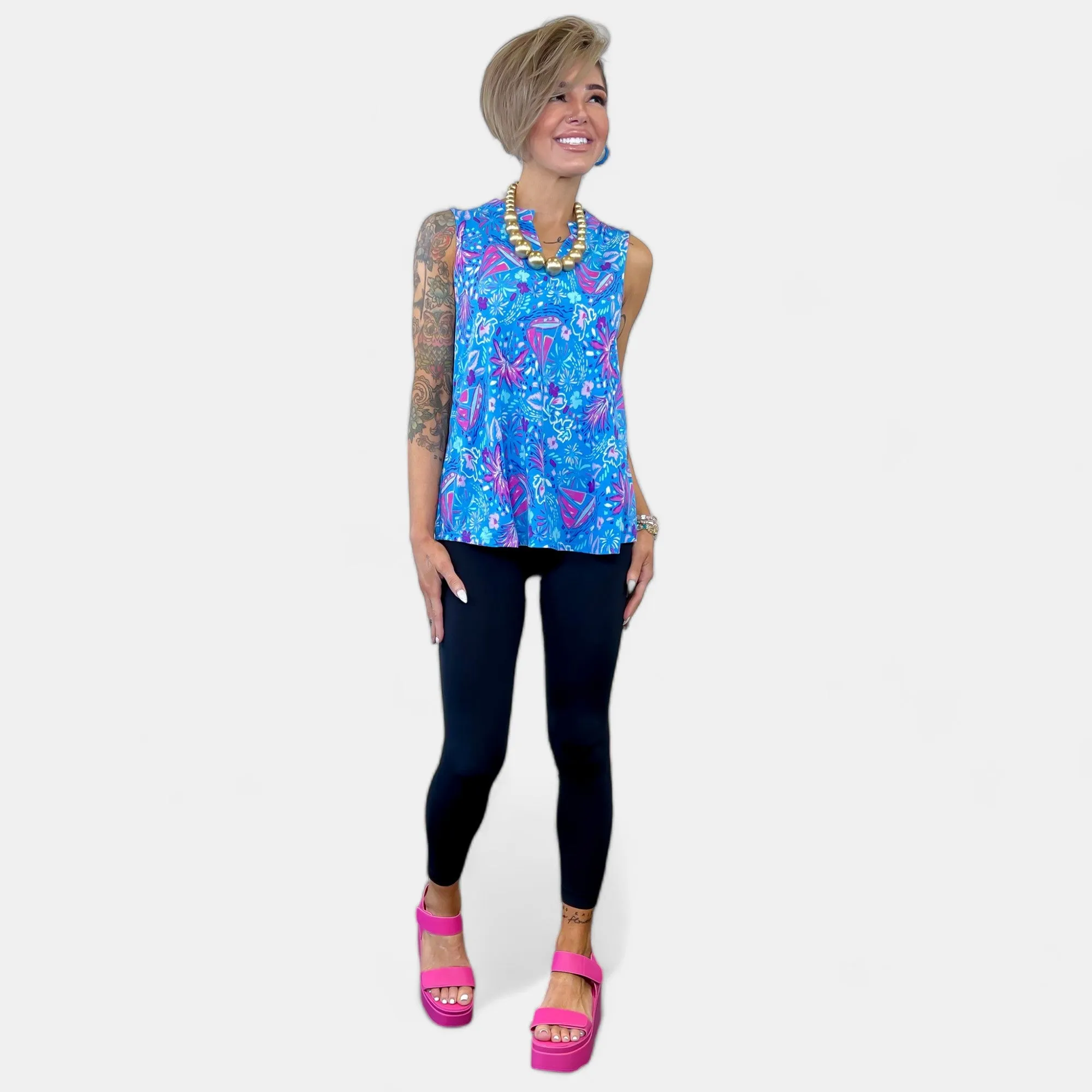 Blue Multi Abstract Lizzy Tank Top sold by ZZs product image thumbnail 2